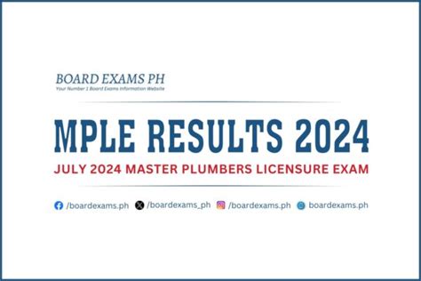 MPLE RESULTS: July 2024 Master Plumbers Licensure Exam .